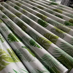 Transparent Clear Leaf Flower Printed Pvc Tablecloth Transparent Plastics Printed Table Cloth In Roll