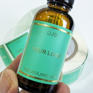 Custom Bottle Labels For Cosmetic <b>Packaging</b> <b>Printed</b> With Your Logo Green Gold Border <b>Design</b> - Product Image 2