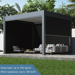 Pergola électrique en aluminium à toit persienne réglable au design moderne avec bande lumineuse pour <span class=keywords><strong>piscine</strong></span> - Product Image 6