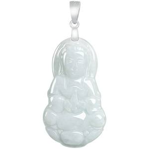 Pendentif en jade naturel de Guanyin du Myanmar, en argent S925, bijoux pour femmes, cadeau bouddhiste avec certificat d'évaluation GY66 - Product Image 5