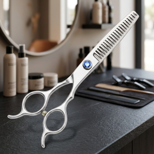 Ciseaux de coiffure professionnels 6,5 pouces en acier inoxydable 28 dents, ciseaux texturants pour salon de coiffure, droitiers, manche long - Product Image 3
