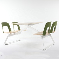 Ensemble de table et de chaises de restaurant modernes en acier et en bois, 4 places, meubles de salle à manger rectangulaires