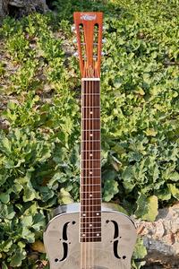 Guitarra Resonadora Aiersi de Fábrica, de Latón Metálico con Patrón de Árbol Hawaiano, Cono Único, Puente Biscuit Brillante, para <span class=keywords><strong>Bluegrass</strong></span> - Product Image 3