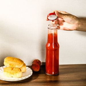 Bouteille ronde classique de pâte de moutarde de Ranch de Ketchup de 10 oz de 300ml, récipient de Sauce en verre de vinaigre de barbecue de piment avec couvercle à vis - Product Image 3
