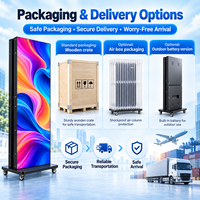 Écran d'affichage LED portable d'extérieur pliable, signalétique numérique mobile avec cadre en aluminium et roulettes pour vitrine et place publique