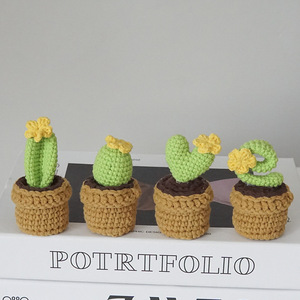Whole4pc Hilo de lana de ganchillo Hecho a mano Ganchillo positivo Amor <span class=keywords><strong>Corazón</strong></span> Crochet <span class=keywords><strong>Cactus</strong></span> Suculenta Flor en maceta Regalo del Día de la madre - Product Image 4