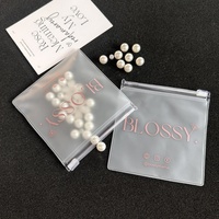 Sacs à fermeture éclair sur mesure pour l'emballage de petits accessoires, logo rose, sac en plastique pour bijoux, pochette transparente en PVC avec fermeture éclair