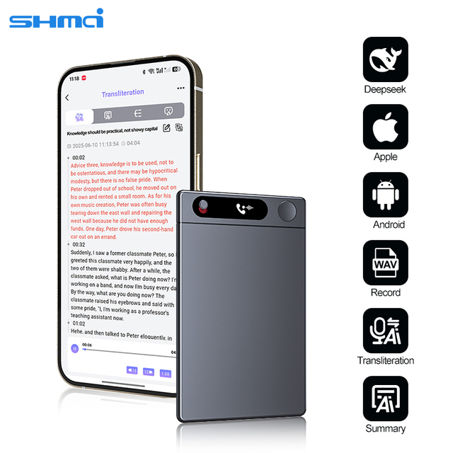 Chat GPT AI-driven 64GB Voice Recorder, Aluminum Alloy Notebook, WIFI and Bluetooth Enabled, 40-hour Call and Meeting Recording.