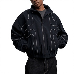 <b>Men's</b> Black Windbreaker <b>Jacket</b> Stand Collar Zipper Front Streetwear Waterproof Windproof Breathable Thick Regular Sleeve Solid - Product Image 1