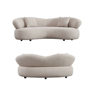 Juego de sofás modernos italianos para sala de estar, sofá de <span class=keywords><strong>tela</strong></span> <span class=keywords><strong>Beige</strong></span> con sofá otomano de 3 + 2 + 1 plazas, sofá seccional para Hotel y Villa - Product Image 4