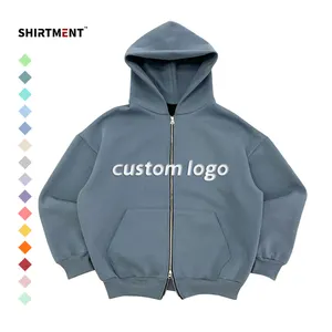 Sudaderas con capucha personalizables Unisex Hoodi Traje de sudor personalizado Sudaderas con lavado ácido Sudadera con capucha con cremallera de gran tamaño