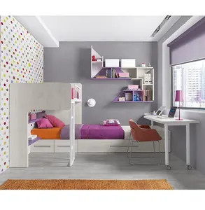 نوفا 20BWB046 تخصيص اللون الشمال نمط الطفل الاطفال النوم غرفة خزينة ملابس خشبية الأطفال كيد سرير بطابقين مع درج تخزين