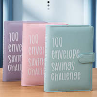 Carnet de notes/agenda A5 en cuir PU avec logo personnalisé, 100 enveloppes, défi d'épargne d'argent liquide, budget, classeur à 6 anneaux