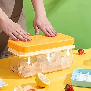 Bac à glaçons avec couvercle et compartiment, moule à glaçons avec 56 cubes, bacs à glaçons empilables pour <span class=keywords><strong>congélateur</strong></span> avec fond en silicone facile à démouler - Product Image 2