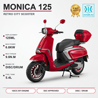 Vente en gros d'usine, scooter à moteur rétro 125cc, refroidissement par air, frein à disque avant, coffre arrière, siège deux places, réservoir de carburant de 5,4 L, EURO 5 EEC