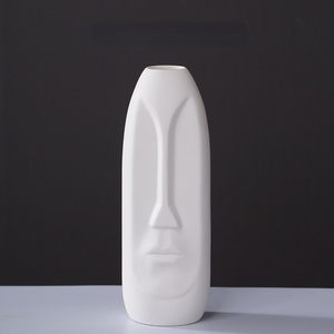 Ceramic Factory Wholesale Creative Design Simple Modern White Black Home Matte Ceramic Face <strong>Flower</strong> <strong>Vase</strong> - Product Image 6