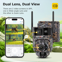 Sectec 8MP 50X Camouflage Chasse 4G Wifi Suivi Réseau IP Extérieur Batterie Solaire Chasse Surveillance Sauvage Trail Jeu Caméra