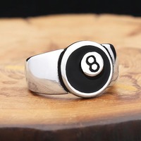 Bague pour homme en acier inoxydable Yunnique, design bille 8 alphanumérique, sertissage clos, multicolore, cadeau, bijoux de mode