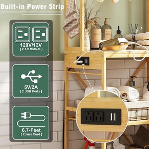 Étagère de cuisine en bambou durable Trironsun à 5 niveaux, à fixer <span class=keywords><strong>au</strong></span> <span class=keywords><strong>mur</strong></span>, avec étagères ouvertes et 10 crochets en forme de S, rangement utilitaire pour la cuisine (Nature) - Product Image 6