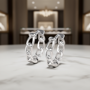 Orecchini a Cerchio E943 in Oro Bianco, Gioielli Unisex alla Moda in Lega - Product Image 2