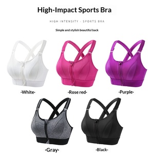 Soutien-gorge de <span class=keywords><strong>sport</strong></span> sans fil pour <span class=keywords><strong>femme</strong></span>, dos croisé, grande taille, fermeture éclair avant, anti-chocs, push-up, yoga, entraînement, gym, sous-vêtements de <span class=keywords><strong>sport</strong></span> - Product Image 2