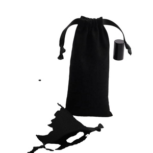 Sac à bijoux en coton mousseline noir avec impression de logo personnalisée de luxe, petit sac cadeau en coton doux avec cordon de serrage - Product Image 1