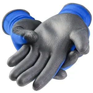 Safety work gloves Nylon Knitted Gloves Anti Static ESD Polyester PU Palm Coated PU top working Gloves For Cleaning Electronics