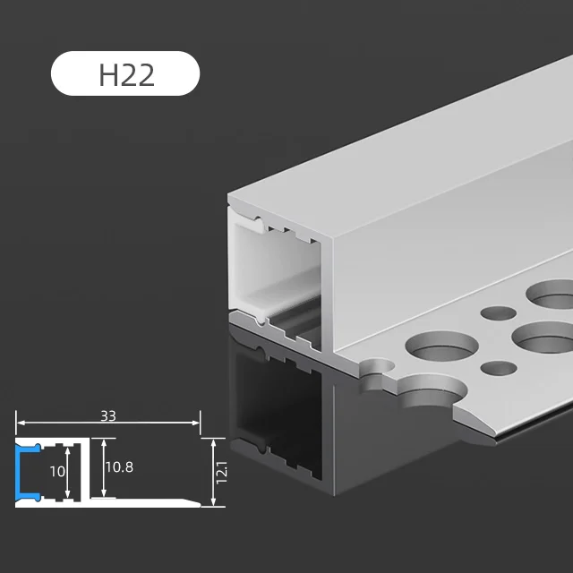 H22 cho trần tuyến tính đèn nhôm hồ sơ kênh đùn tản nhiệt PC khuếch tán cove lõm LED Nhôm hồ sơ