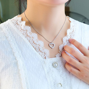 Collar de Joyería con Colgante de Corazón de Acero Inoxidable 316L con Zirconia, Resistente al Agua y al Deslustre, con Logotipo Personalizado para Mujer - Product Image 2