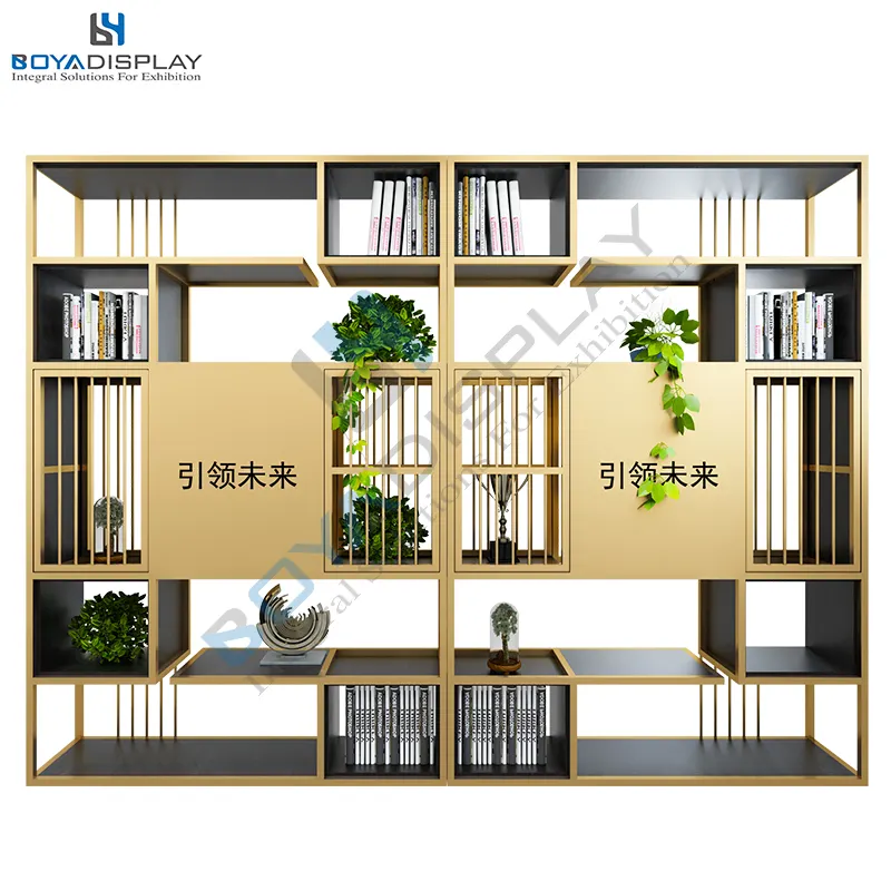 Boya Metal Customized Unique Design Freestanding Shelving Unit Book Rack Wall Bookshelf Bookcase