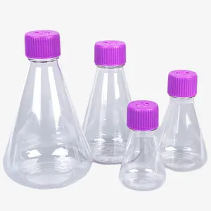 Bioland Disposable Sterile 500ml PETG Erlenmeyer Flask Plastic Conical Flask Filter Membrane Cap Suspension Cell Culture Flask