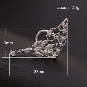 Angel Wing Fashion Earrings Single Piece Minimal Crystal Ear <b>Cuff</b> Women Elegant Stud Earrings - Product Image 3