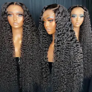 High quality brazilian glueless transparent hd 13x6 frontal human hair curly 360 full lace front wigs