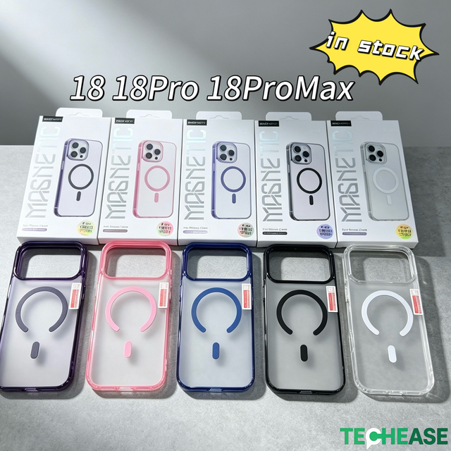 Transparent TPU+PC Magnetic Wireless Charging Shockproof for 18 Pro Case Anti-Yellowing Electroplate Mobile Phone Cases