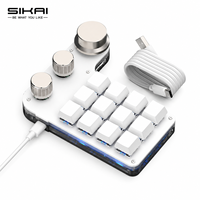 SIKAI 12 键 3 旋钮可编程宏键盘 USB-C 有线 RGB 迷你机械键盘快捷键键盘，用于编辑、办公、游戏