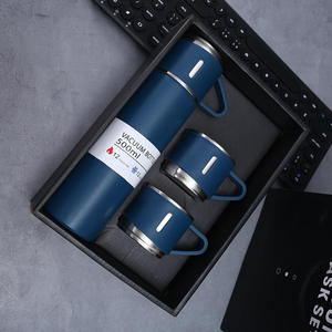 Set de Termo de Acero Inoxidable con Aislamiento al Vacío, Color Negro Mate, 500 ml, con <span class=keywords><strong>Tazas</strong></span> y Bolso, para Regalo Empresarial - Product Image 2
