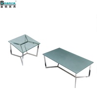 Table basse en verre trempé, en acier inoxydable, finition brillante, qualité supérieure