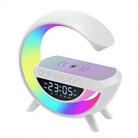 Speaker Mini Hotsale Pengisian Daya Nirkabel Jam Alarm Lampu Ambient Multifungsi 4 in 1 Speaker Pintar