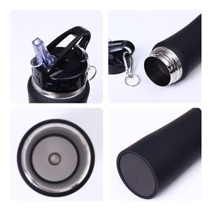 Customized Luxury Portable Gym Sports <b>Flask</b> Vacuum Stainless Steel Insulated Carabiner Water Bottle Straw for Business Gifts - Product Image 3