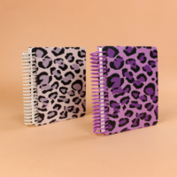 Cuaderno Espiral con Estampado de Leopardo Morado, Impresión UV, Tapa Dura A6, 100 Hojas, Hojas Sueltas, Regalo Moderno para Mujeres, Escuela, Oficina