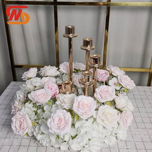 Centros de Mesa Elegantes para Boda, Anillo de Flores Rosa Bebé, Corona Floral Artificial de Seda - Product Image 4