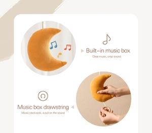 Nouveau-né <span class=keywords><strong>berceuse</strong></span> jouet Musical pur coton lune cordon boîte à <span class=keywords><strong>musique</strong></span> tirer suspendu doux en peluche jouet lit cloche photographie accessoire - Product Image 3