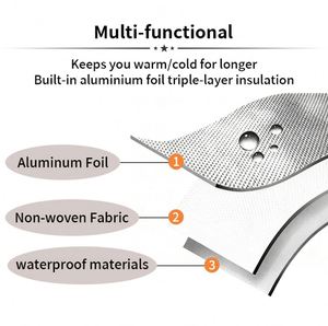 Sac isotherme pliable jetable en tissu non tissé recyclable avec feuille d'aluminium pour pique-nique, maintien au chaud et livraison de repas froids – Vente en gros - Product Image 2