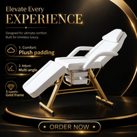 Lit de spa professionnel en cuir PU de luxe, réglable manuellement, pour salon de beauté, avec accoudoirs amovibles