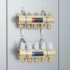 موزع تدفئة أرضية نحاسي مع صمام تفريغ أوتوماتيكي 220 فولت لنظام التدفئة تحت الأرضية - Product Image 5