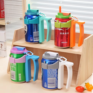 Couvre-boîtes de soda pliables anti-fuite, ensemble de bouchons portables pour bocaux, pailles en plastique, poignée confortable, support de couvercle de paille, qualité alimentaire - Product Image 6