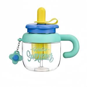 Vente en gros de nouvelles gourdes en plastique de 1100 ml avec paille, motif ours en 3D, bouteille d'eau en plastique <span class=keywords><strong>portable</strong></span> pour l'extérieur - Product Image 5