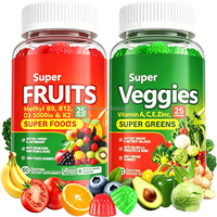 Gummies Super Fruits & Super Légumes Combo 25 Fruits 25 Légumes Saveur Baies Mixtes Complément Alimentaire Quotidien à Large Spectre