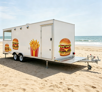 Remorque alimentaire mobile personnalisée à double essieu en acier au carbone, avec graphismes pour burgers et frites, chariot de concession commercial pour restauration rapide