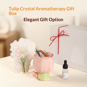 Ceramic Tulip Shaped <b>Reed</b> <b>Diffuser</b> Crystal Aromatherapy Gift Set No Fire Essential Oil Home Decor - Product Image 3